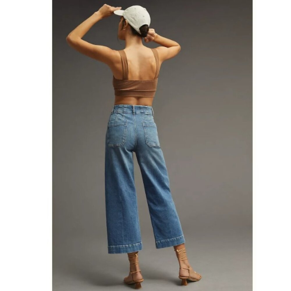 NWT Anthropologie Pilcro The Skipper Cropped Wide-Leg Jeans, Blue | 28 - Picture 3 of 10